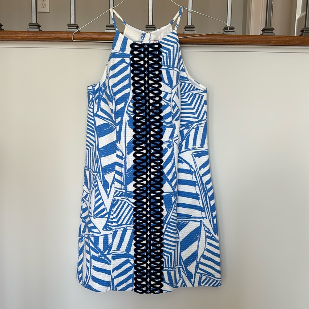 Lilly Pulitzer Annabelle bay blue yacht rope lace shift dress